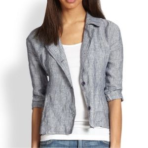 Eileen Fisher Linen Chambray Railroad Stripe Blazer